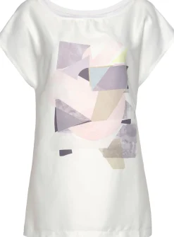 Shirts|LASCANA Kurzarmshirt weiß-bedruckt