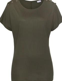 Shirts|LASCANA Kurzarmshirt dunkelgrün