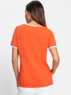 Shirts|heine Kurzarmshirt orange-weiß