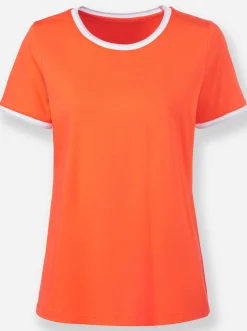 Shirts|heine Kurzarmshirt orange-weiß