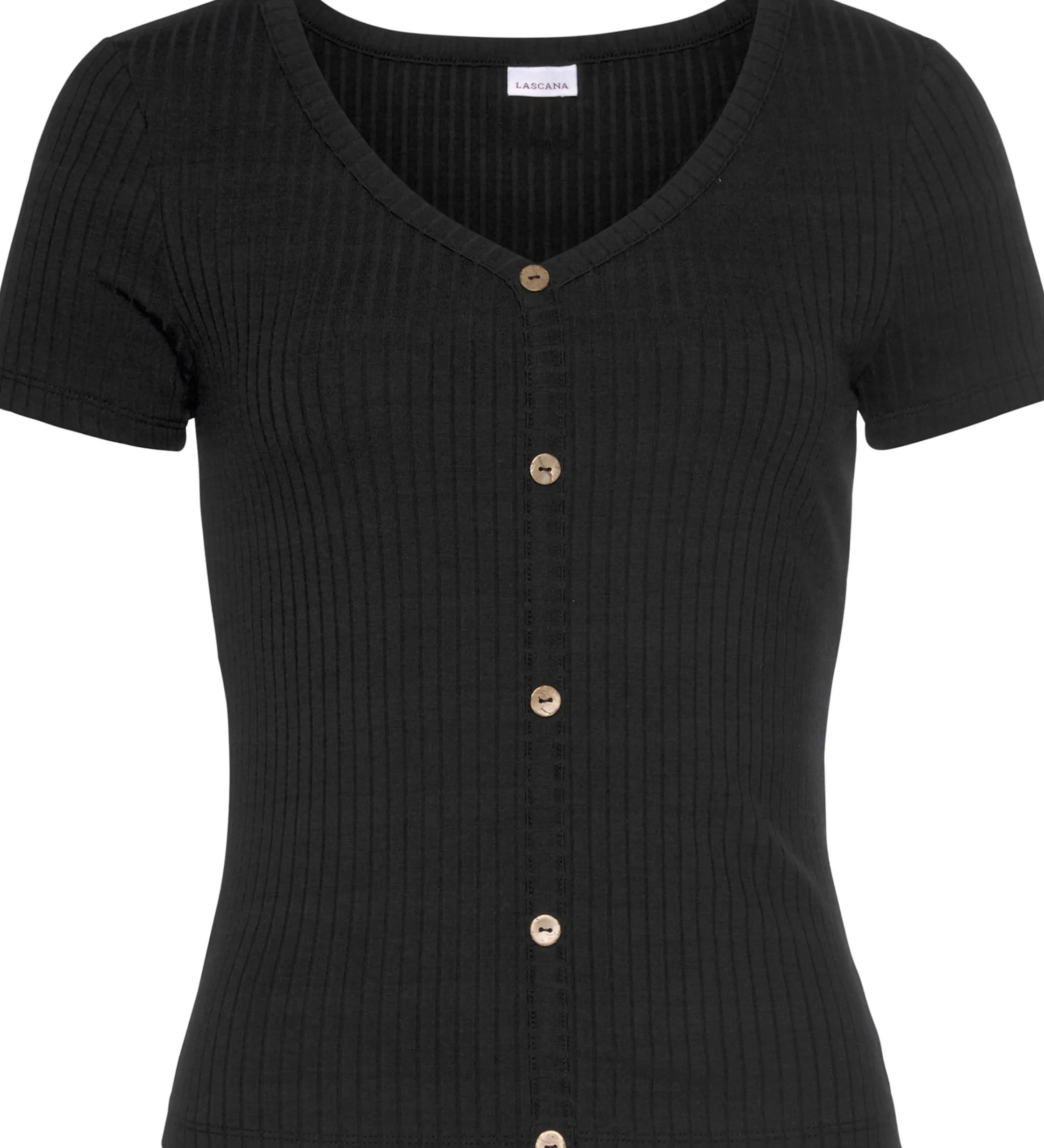 Strandmode|Shirts|LASCANA Kurzarmshirt schwarz
