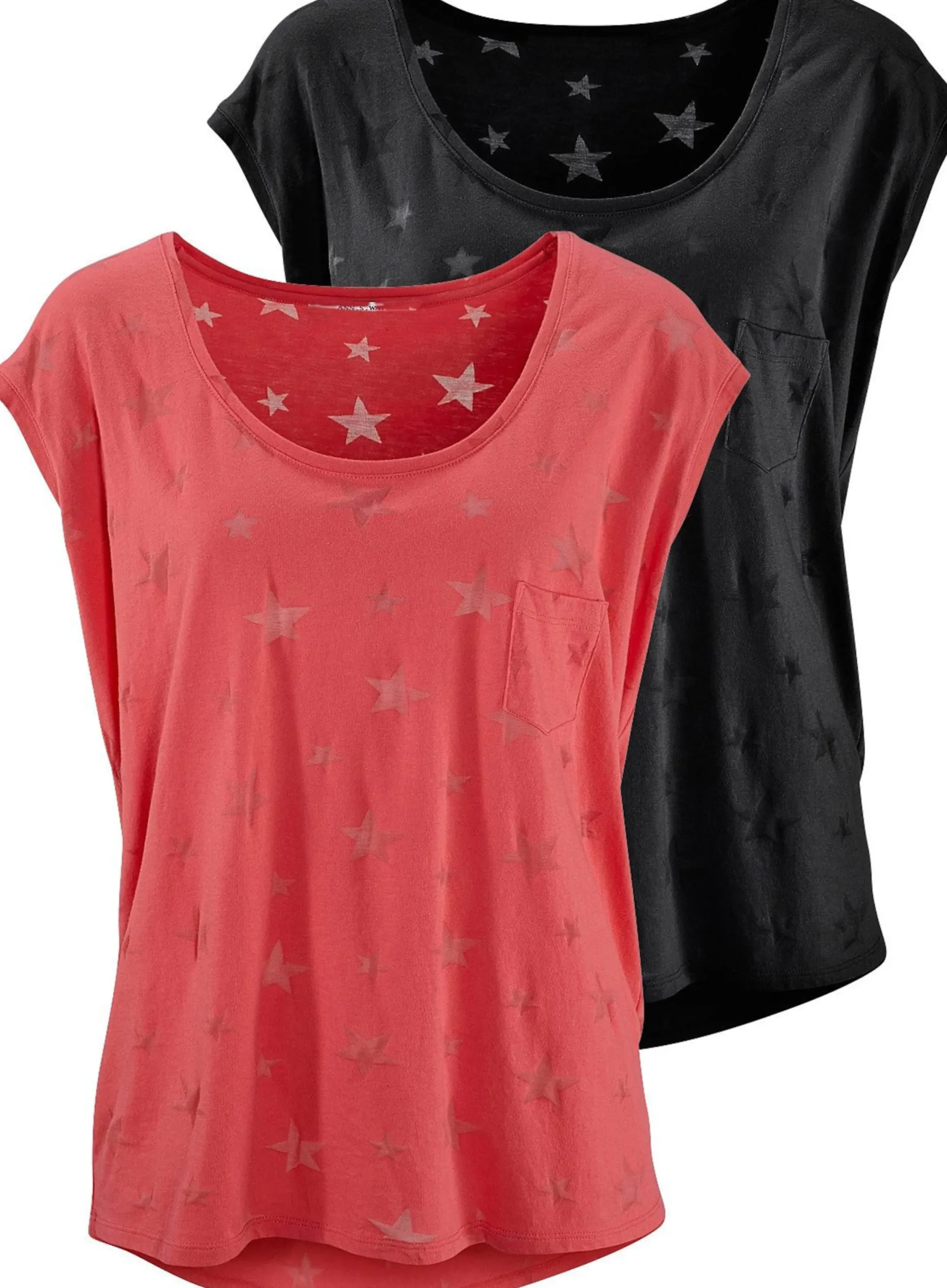 Shirts|Beachtime Kurzarmshirt koralle,schwarz