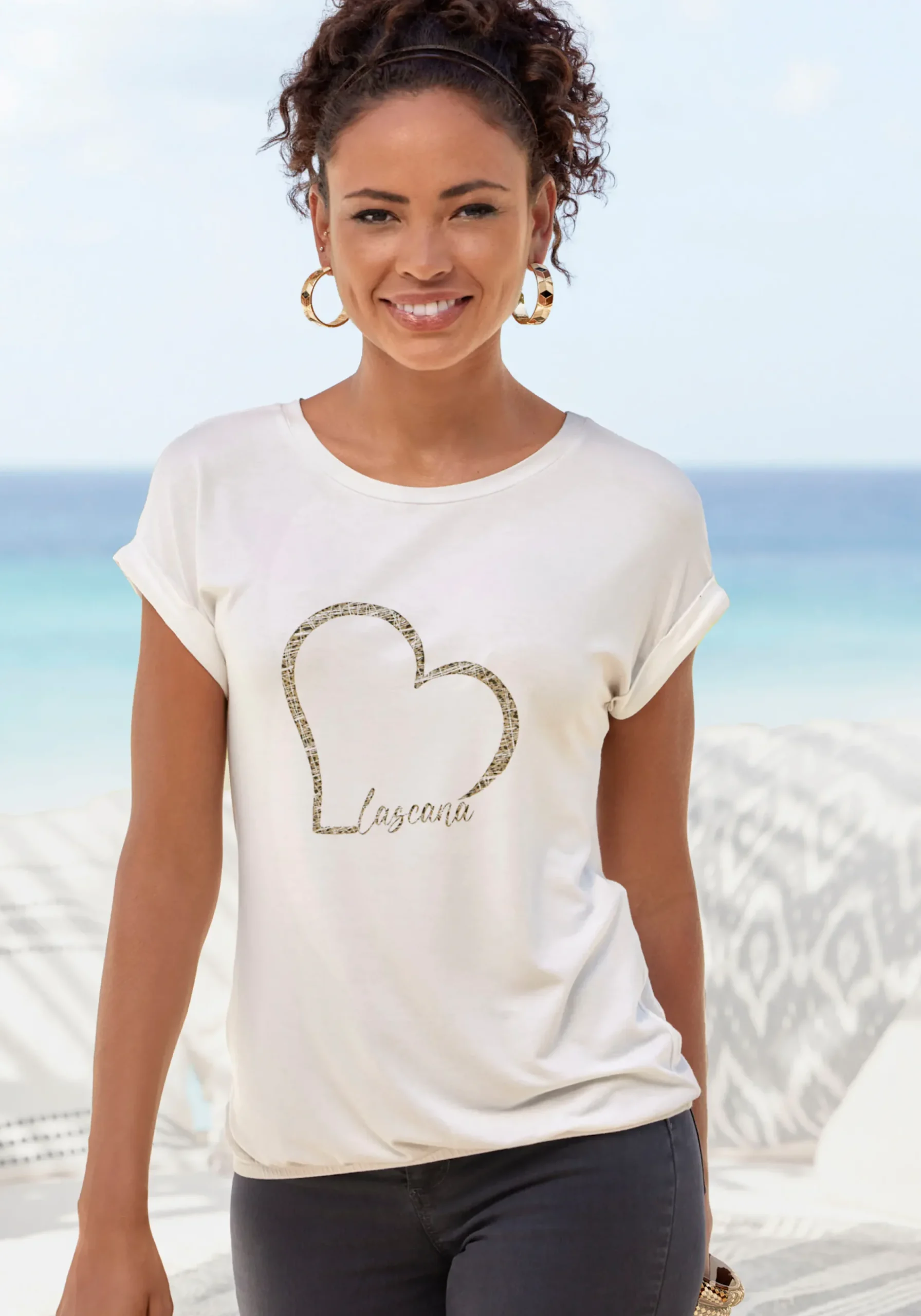 Shirts|LASCANA Kurzarmshirt creme
