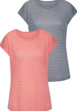 Strandmode|Vivance Kurzarmshirt apricot,navy