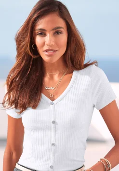 Shirts|LASCANA Kurzarmshirt weiß