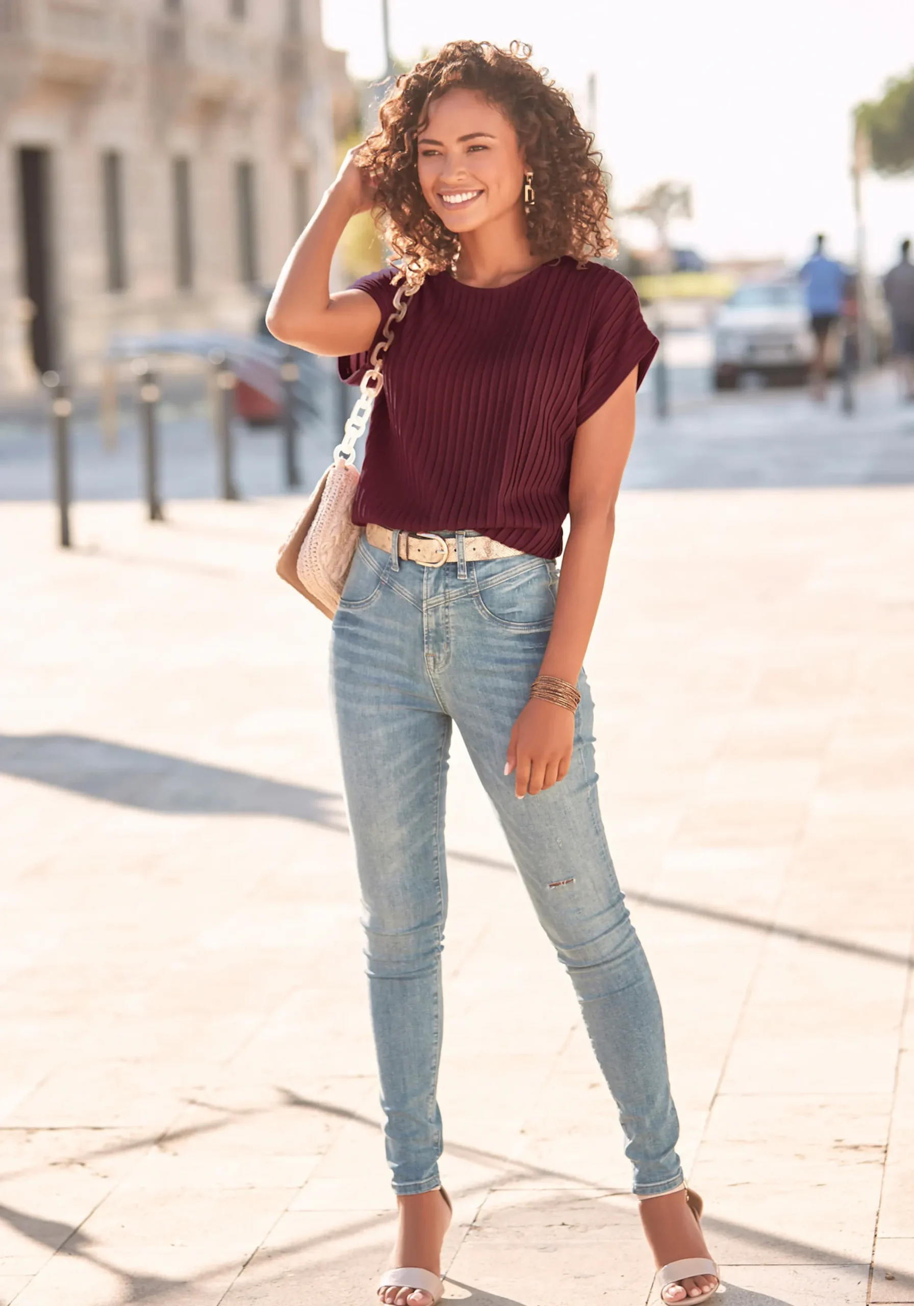Shirts|LASCANA Kurzarmshirt bordeaux