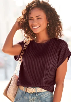 Shirts|LASCANA Kurzarmshirt bordeaux