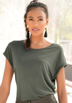 Strandmode|Shirts|LASCANA Kurzarmshirt khaki