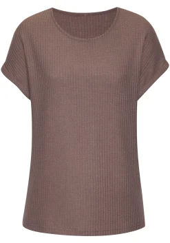 Strandmode|Vivance Kurzarmshirt beere,taupe