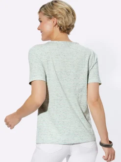 Shirts| Kurzarmshirt mint-geringelt