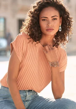 Shirts|LASCANA Kurzarmshirt peach
