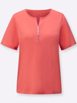 Shirts| Kurzarmshirt aus reiner Baumwolle koralle