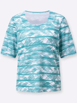 Shirts| Kurzarmshirt aus reiner Baumwolle ozean-weiß-bedruckt