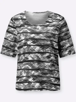 Shirts| Kurzarmshirt aus reiner Baumwolle schwarz-weiß-bedruckt