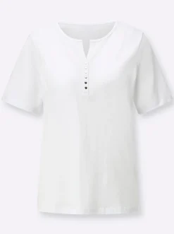 Shirts| Kurzarmshirt aus reiner Baumwolle weiß