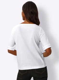 Shirts|heine Kurzarmshirt aus Strukturware ecru