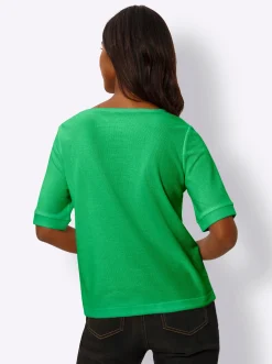 Shirts|heine Kurzarmshirt aus Strukturware grasgrün