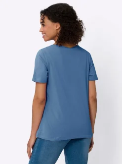 Shirts| Kurzarmshirt im Anker-Dessin mittelblau