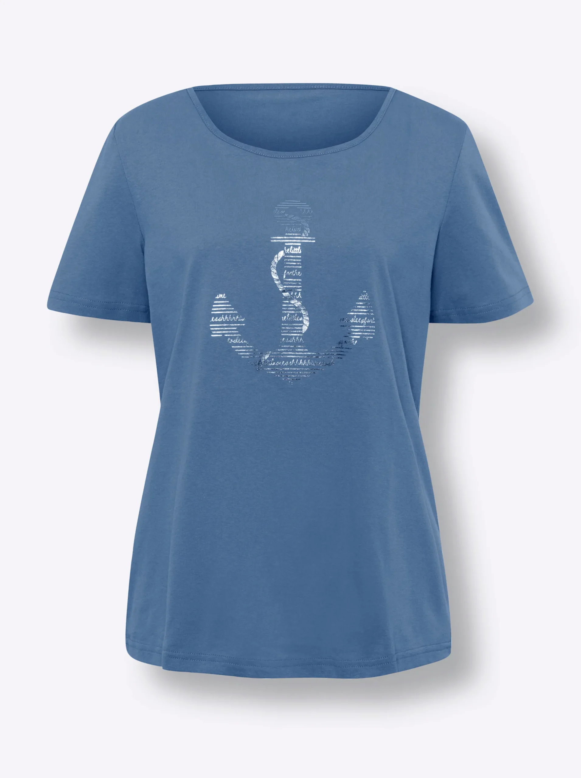 Shirts| Kurzarmshirt im Anker-Dessin mittelblau