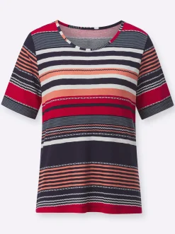 Shirts| Kurzarmshirt im Druck-Dessin rot-marine-bedruckt
