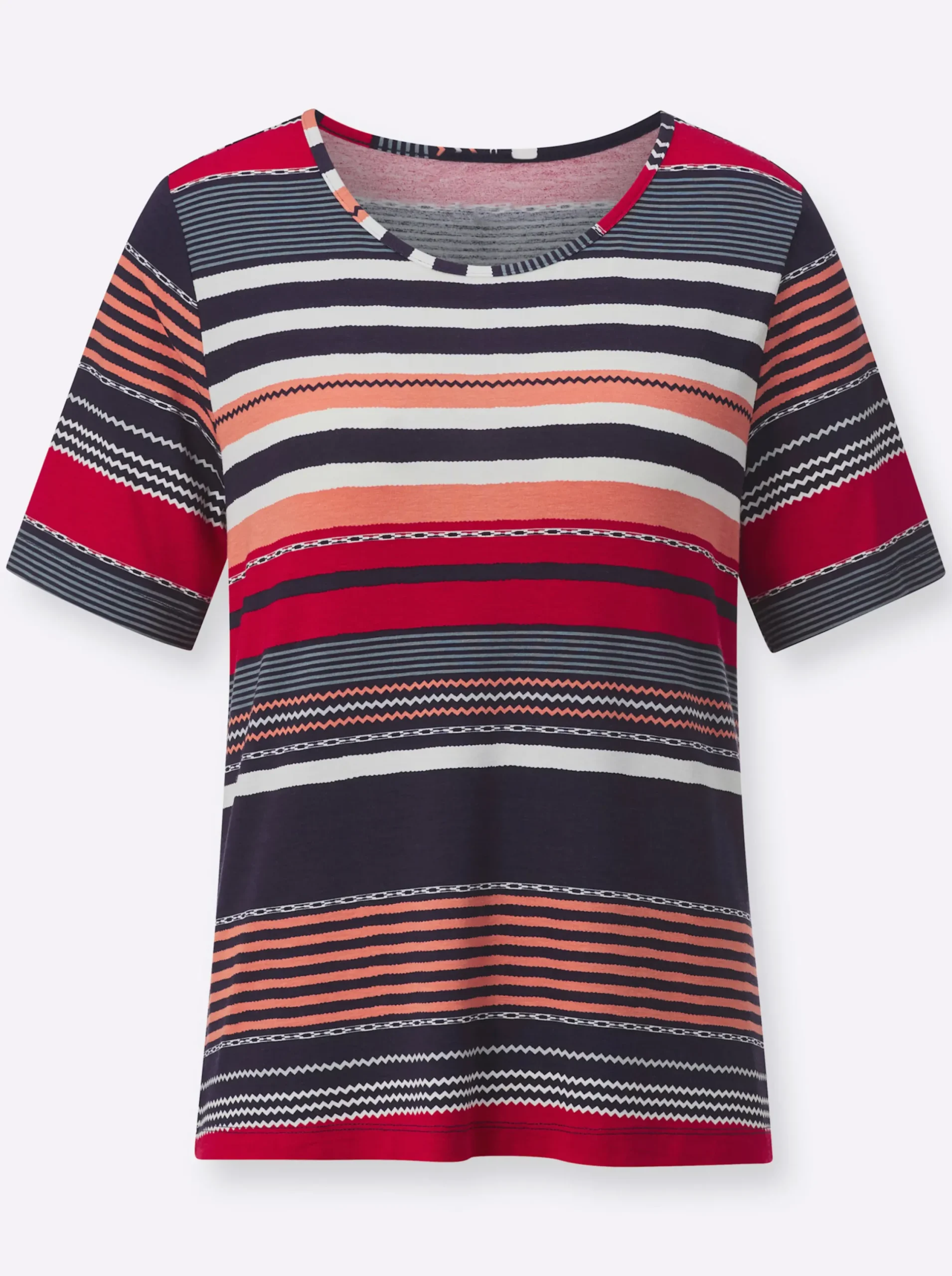 Shirts| Kurzarmshirt im Druck-Dessin rot-marine-bedruckt