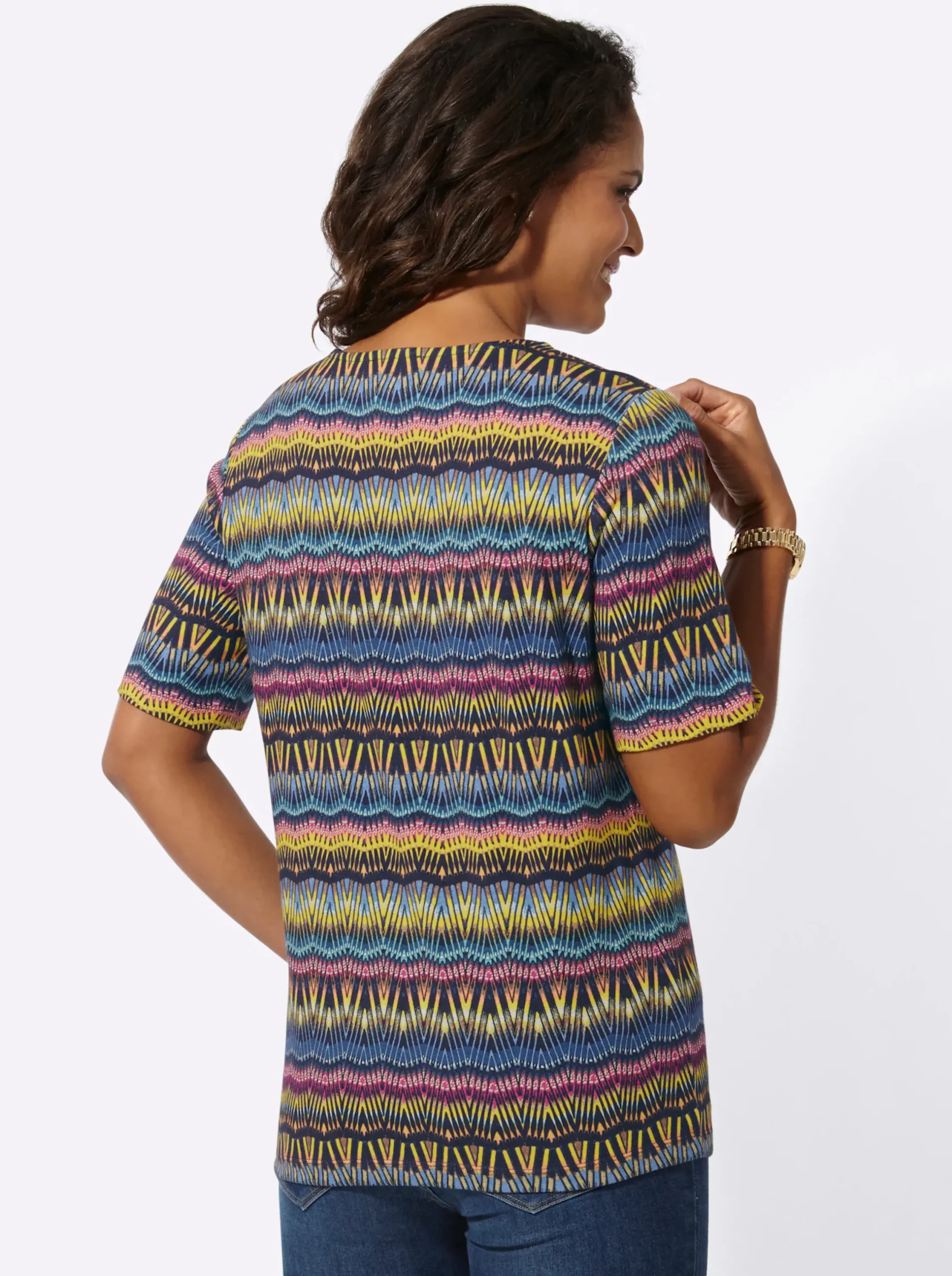 Shirts| Kurzarmshirt im Druck-Dessin erika-marine-bedruckt