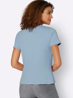 Shirts| Kurzarmshirt in elastischer Ripp-Qualität hellblau