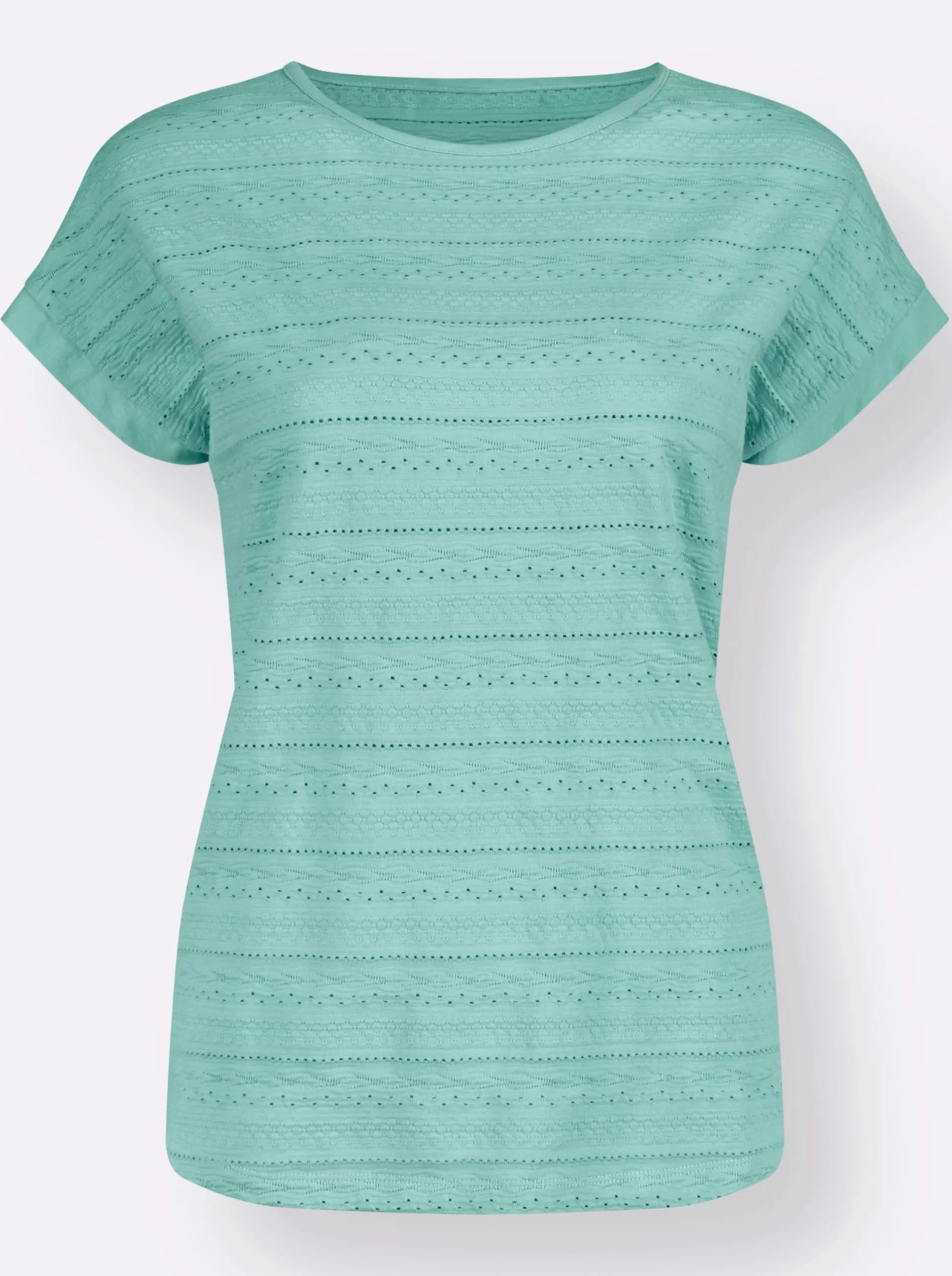 Strandmode| Kurzarmshirt in Struktur-Qualität mint