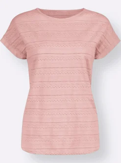 Strandmode| Kurzarmshirt in Struktur-Qualität rosé