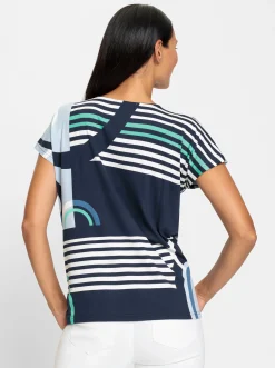 Shirts|heine Kurzarmshirt mit Allover-Druck marine-hellblau-gemustert