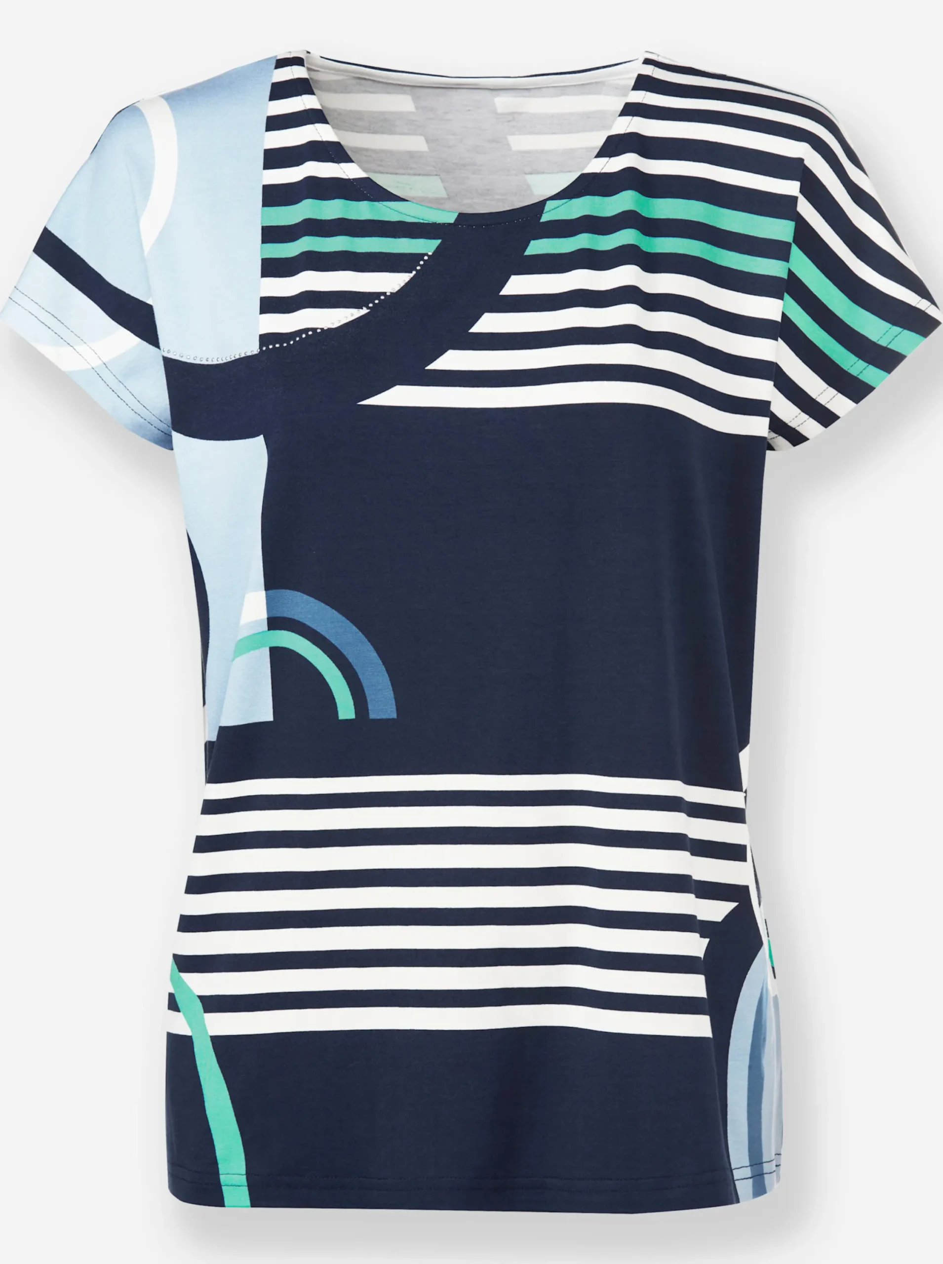Shirts|heine Kurzarmshirt mit Allover-Druck marine-hellblau-gemustert