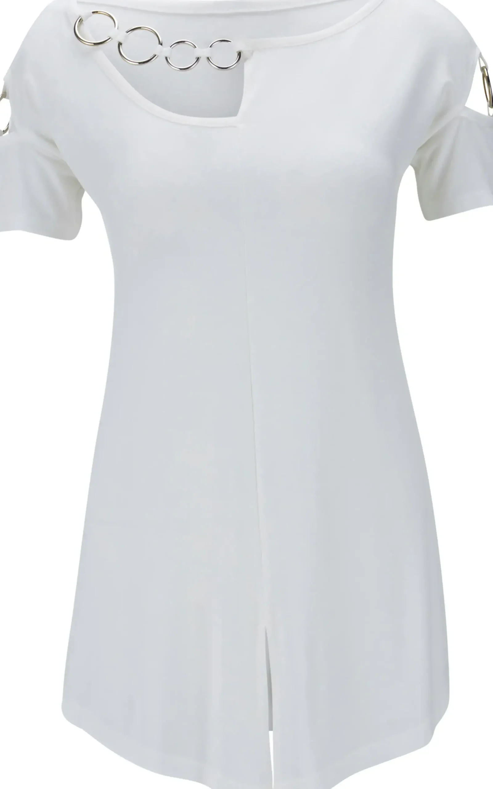 Strandmode|heine Kurzarmshirt mit asymmetrischem Ausschnitt weiß