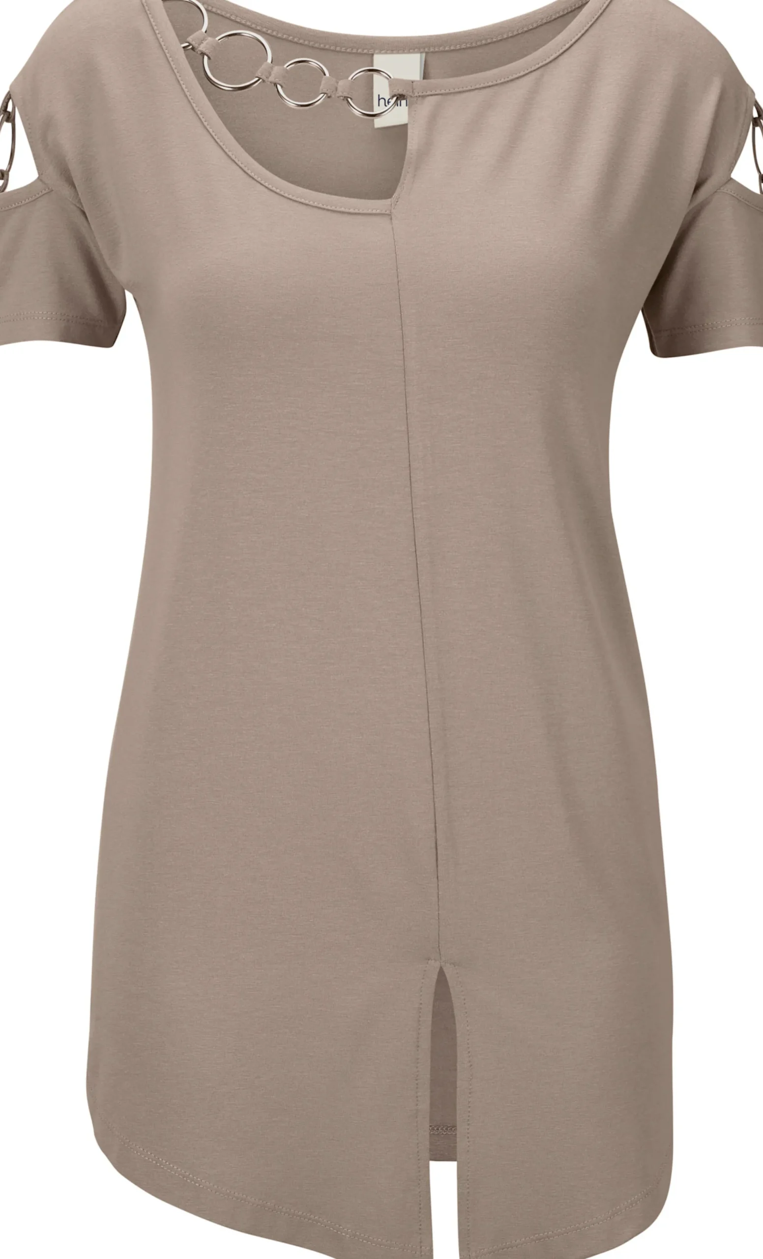 Basics|heine Kurzarmshirt mit asymmetrischem Ausschnitt sand