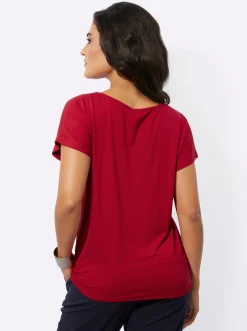 Shirts| Kurzarmshirt mit Bändern zum Knoten rot