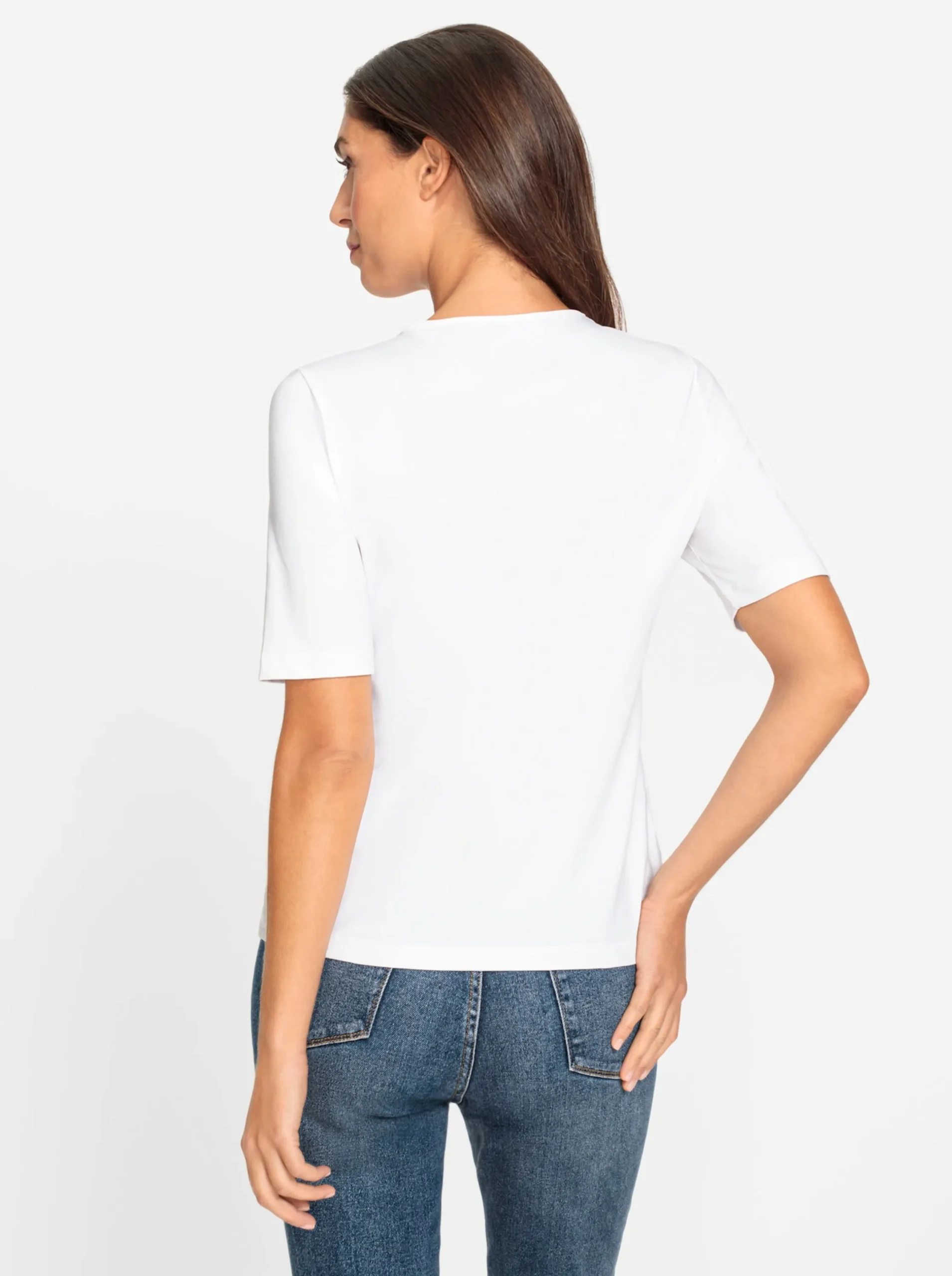 Shirts|heine Kurzarmshirt mit Cut-outs am Ausschnitt weiß