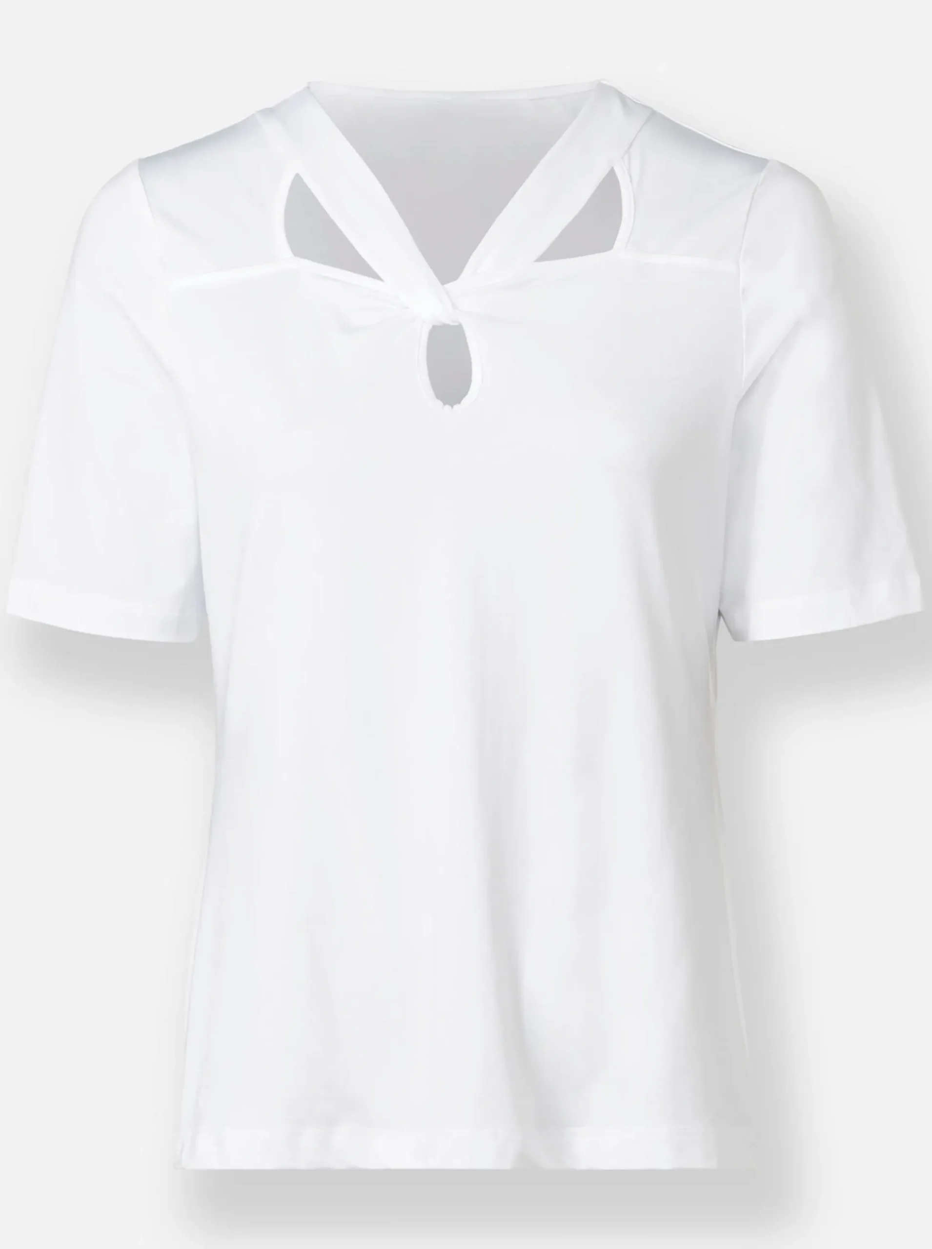 Shirts|heine Kurzarmshirt mit Cut-outs am Ausschnitt weiß