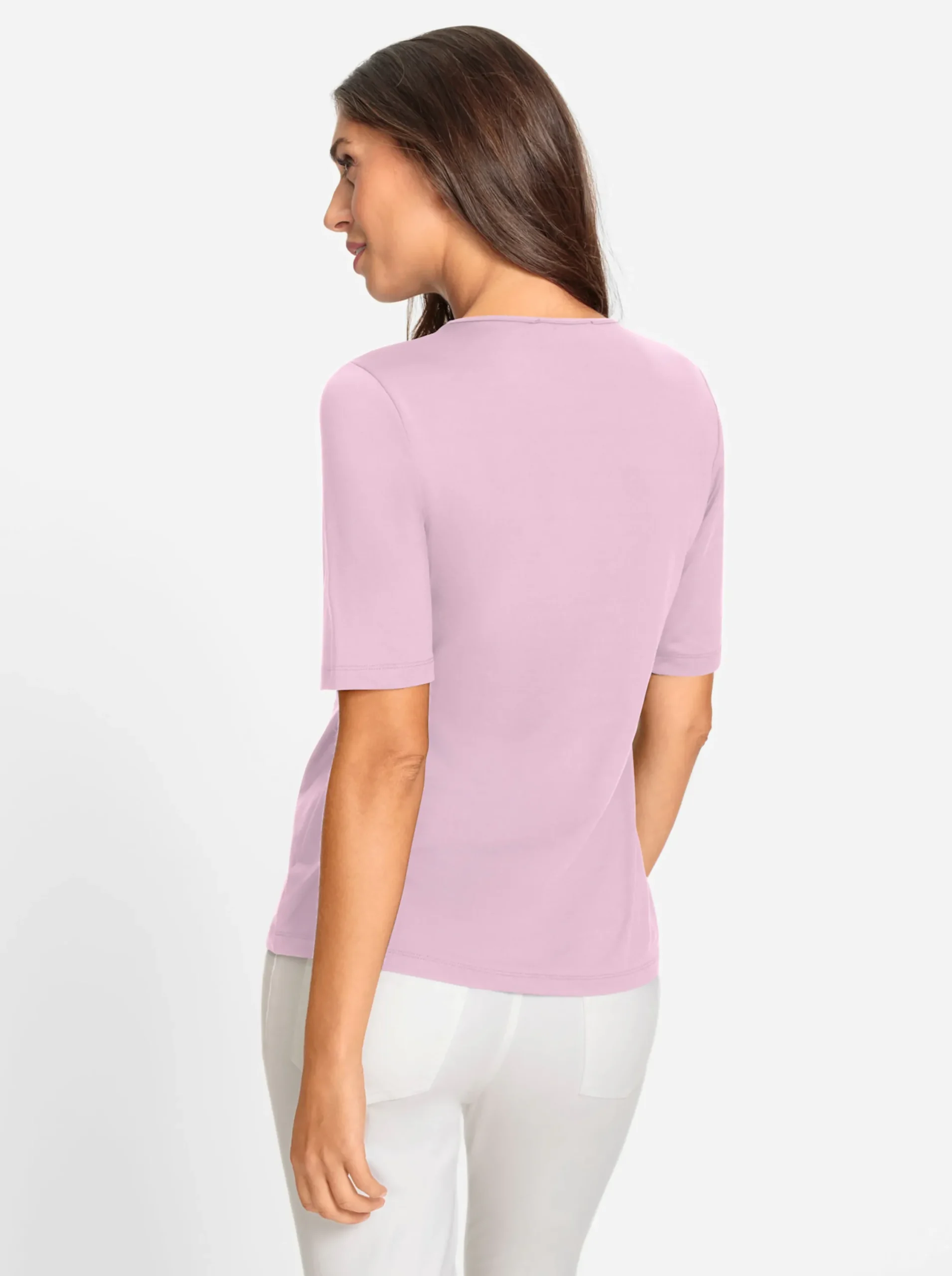Shirts|heine Kurzarmshirt mit Cut-outs am Ausschnitt rosé