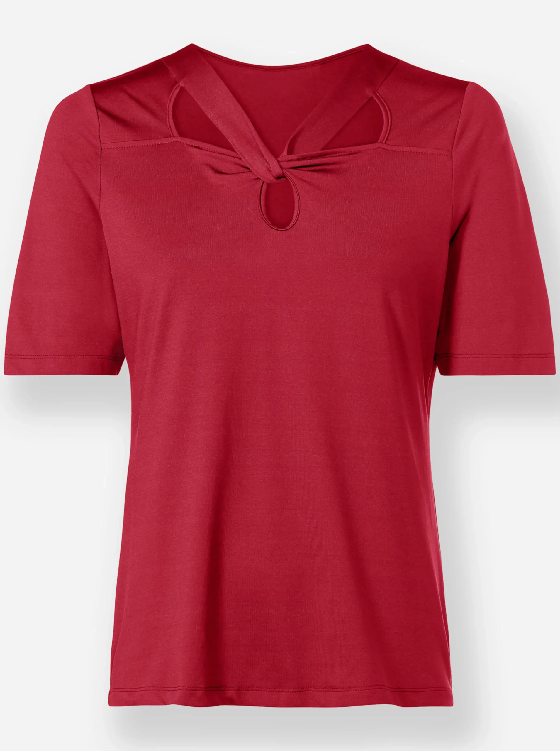 Strandmode|heine Kurzarmshirt mit Cut-outs am Ausschnitt rot