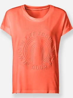 Strandmode|Shirts|heine Kurzarmshirt mit Elasthan-Anteil orange