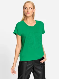 Strandmode|Shirts|heine Kurzarmshirt mit Elasthan-Anteil grasgrün
