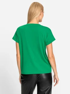 Strandmode|Shirts|heine Kurzarmshirt mit Elasthan-Anteil grasgrün