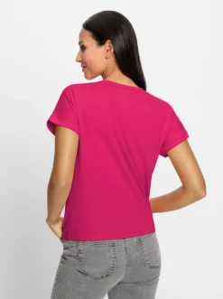 Strandmode|Shirts|heine Kurzarmshirt mit Elasthan-Anteil pink