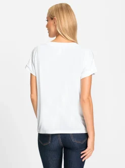 Strandmode|heine Kurzarmshirt mit Elasthan-Anteil weiß