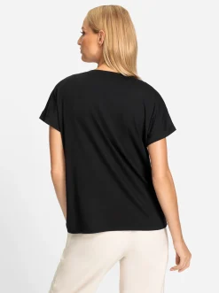 Strandmode|Shirts|heine Kurzarmshirt mit Elasthan-Anteil schwarz