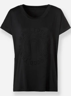 Strandmode|Shirts|heine Kurzarmshirt mit Elasthan-Anteil schwarz
