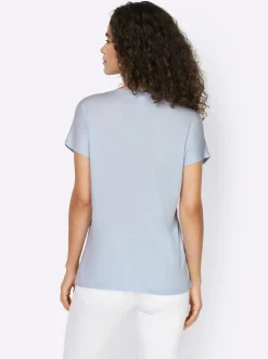 Strandmode|heine Kurzarmshirt mit Falte vorne eisblau