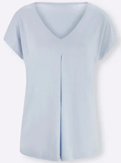 Strandmode|heine Kurzarmshirt mit Falte vorne eisblau