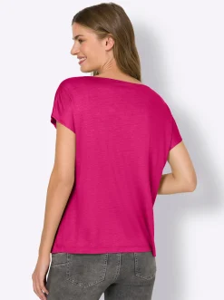 Shirts|heine Kurzarmshirt mit Falte vorne pink
