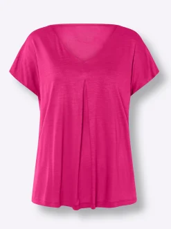 Shirts|heine Kurzarmshirt mit Falte vorne pink
