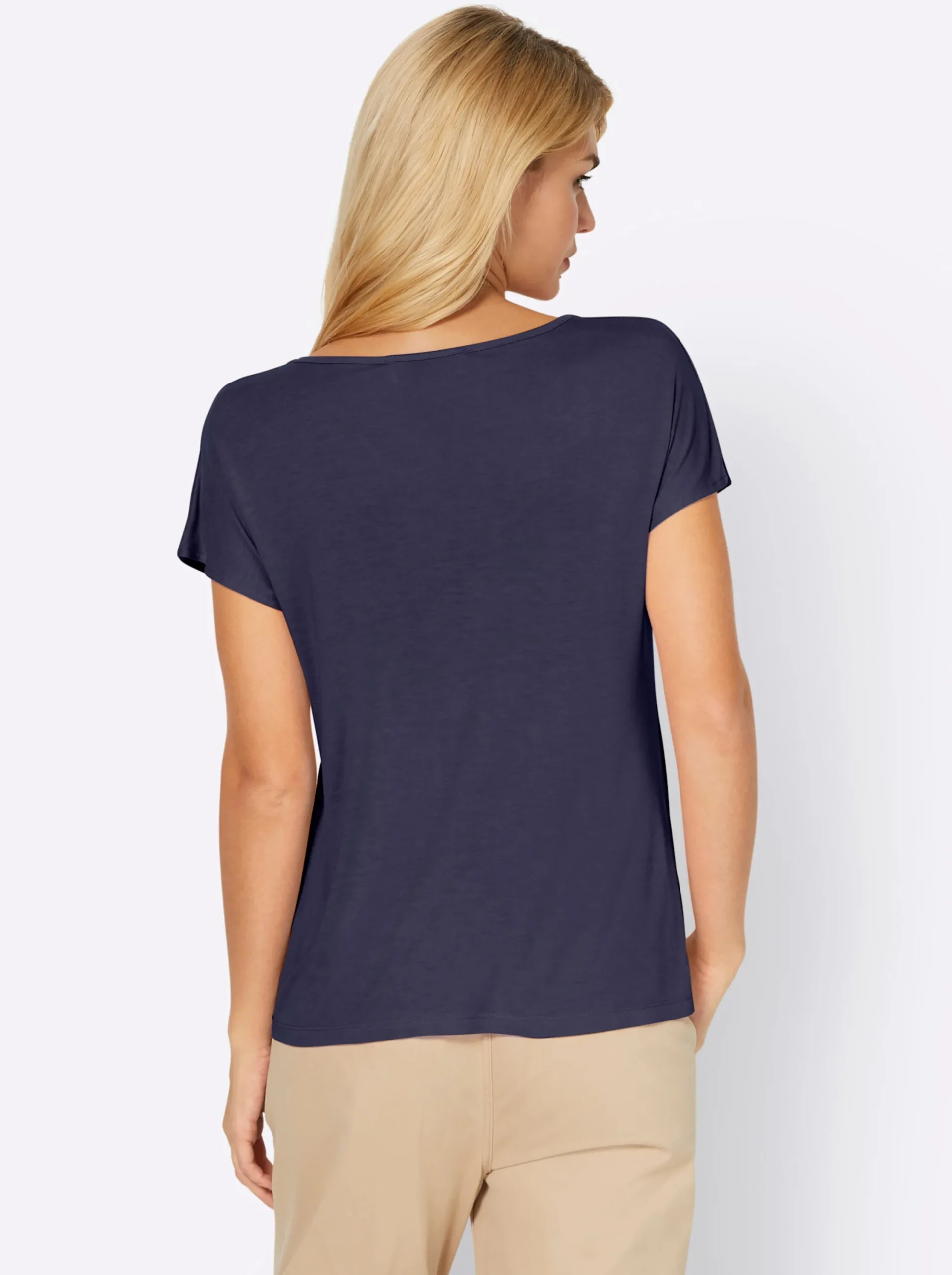 Strandmode|heine Kurzarmshirt mit Falte vorne nachtblau